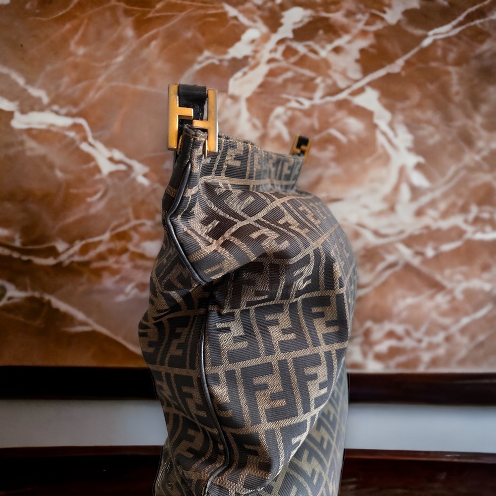 FENDI ZUCCA PRINT SHOULDER HOBO BAG TOTE LEATHER super clean - Picture 5 of 16